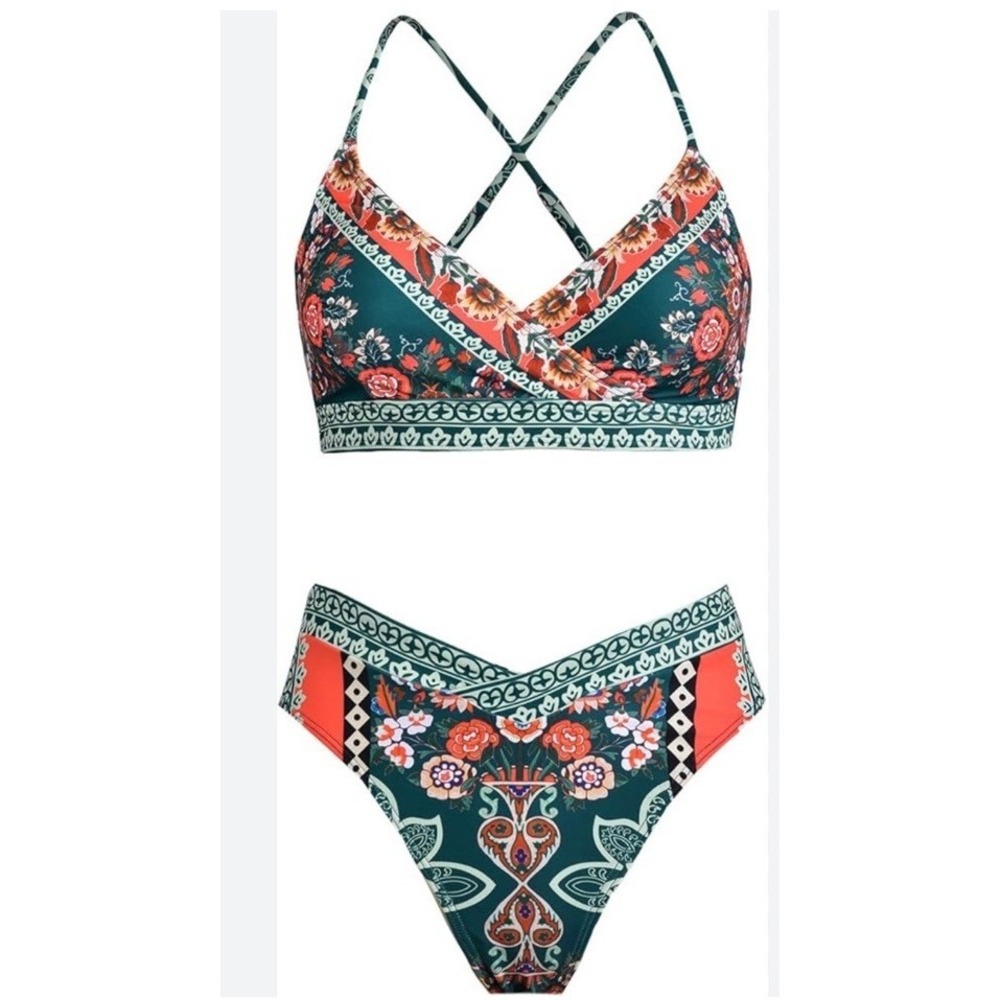 NWT Women's Multicolor Cupshe Bikini Size L - Picture 1 of 10